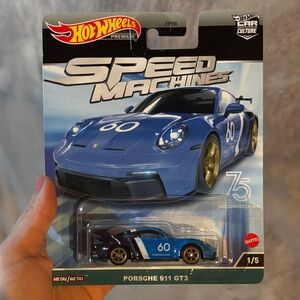 Hot Wheels Speed Machines Porsche 911 GT3 Toy Car - Blue with Gold Wheels
